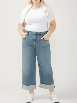 Be Easy High Rise Wide Leg Cropped Jeans Plus Size