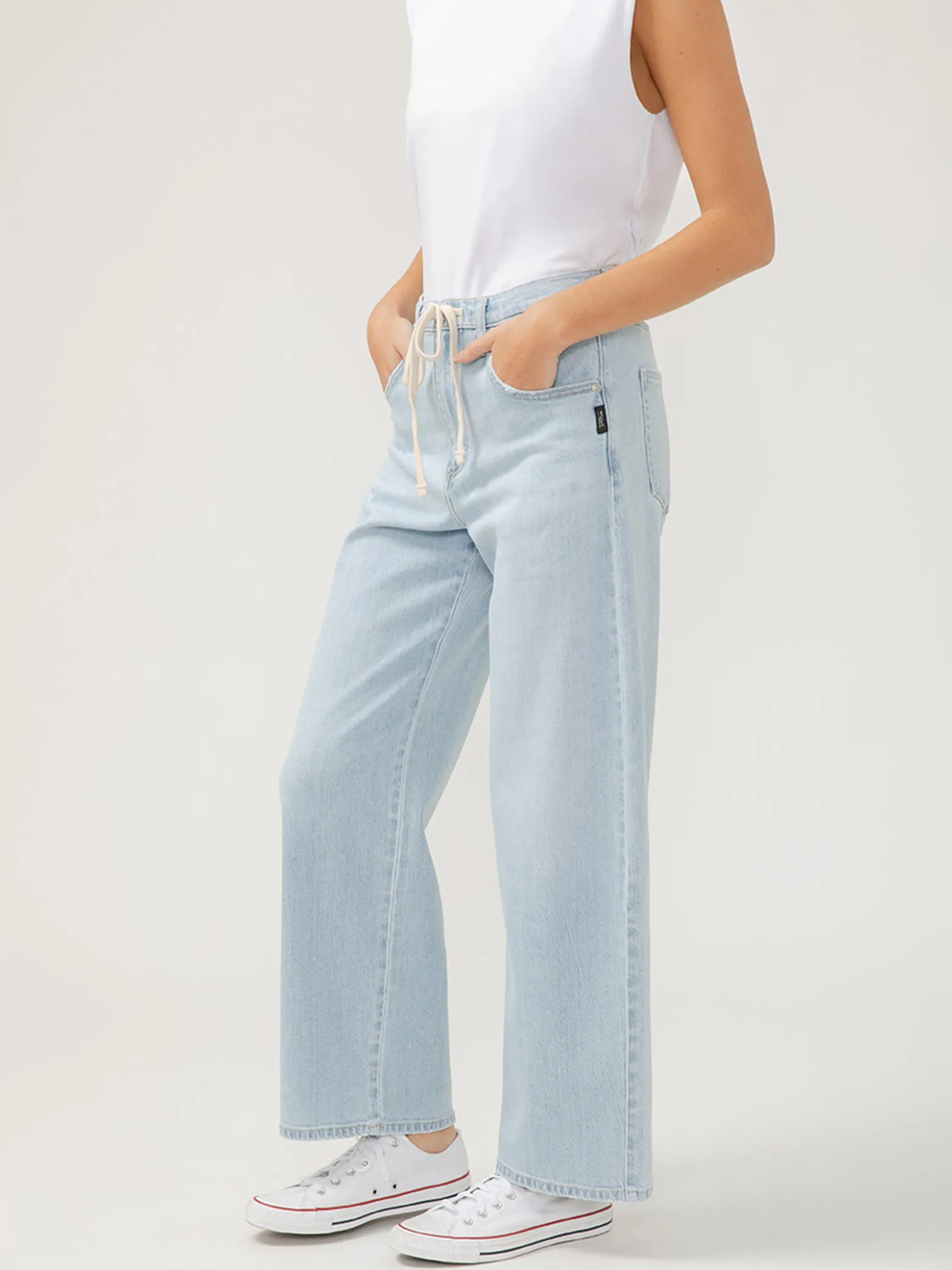 Be Easy Straight Leg Drawstring Jeans