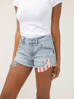 Boyfriend Mid Rise Luxe Stretch Americana Shorts