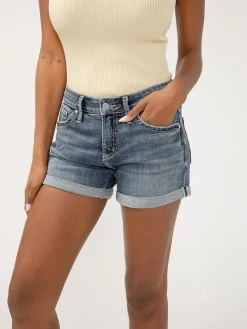 Boyfriend Mid Rise Luxe Stretch Shorts