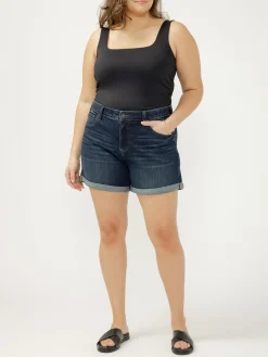 Boyfriend Mid Rise Luxe Stretch Shorts Plus Size