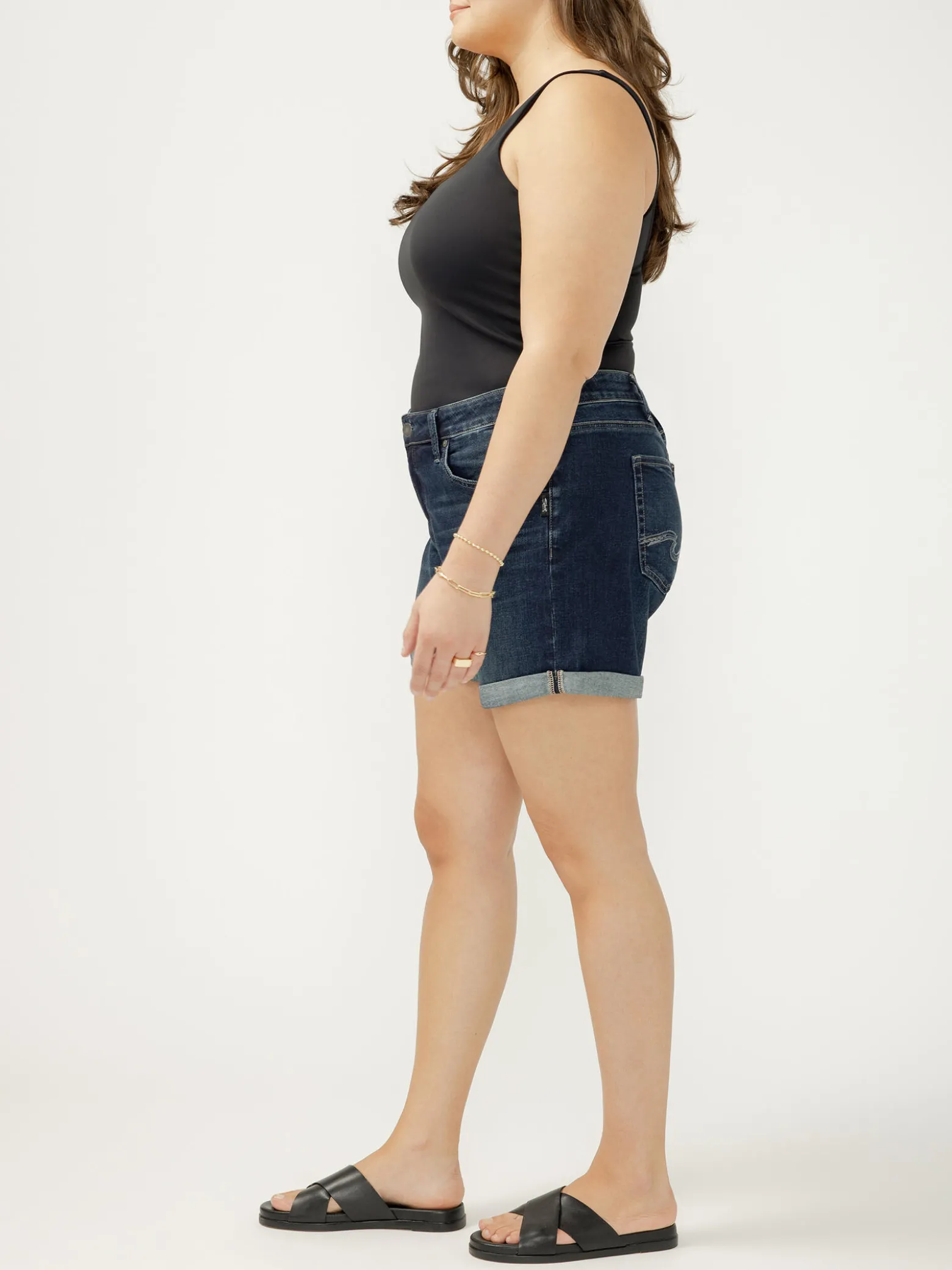 Boyfriend Mid Rise Luxe Stretch Shorts Plus Size