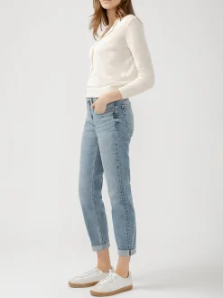Boyfriend Mid Rise Slim Leg Luxe Stretch Jeans