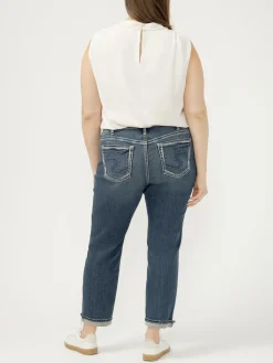 Boyfriend Mid Rise Slim Leg Jeans Plus Size