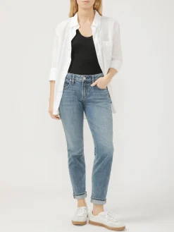 Boyfriend Mid Rise Slim Leg Jeans