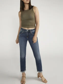 Boyfriend Mid Rise Slim Leg Jeans