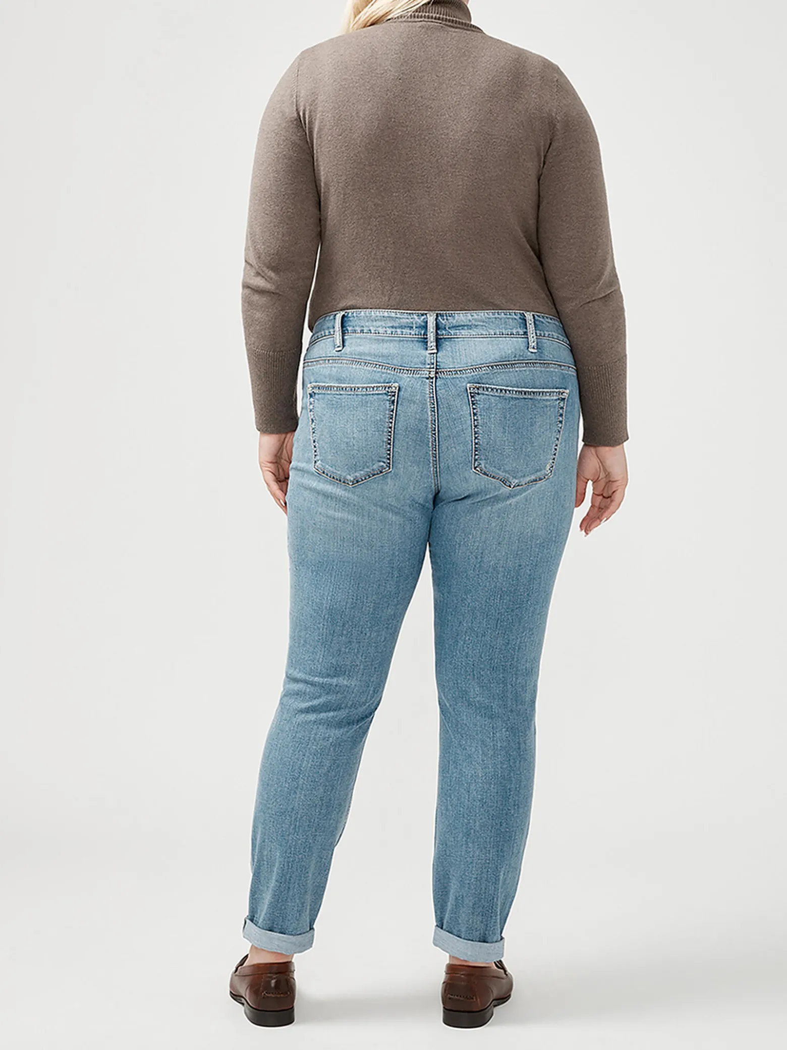 Boyfriend Mid Rise Slim Leg Luxe Stretch Jeans Plus Size