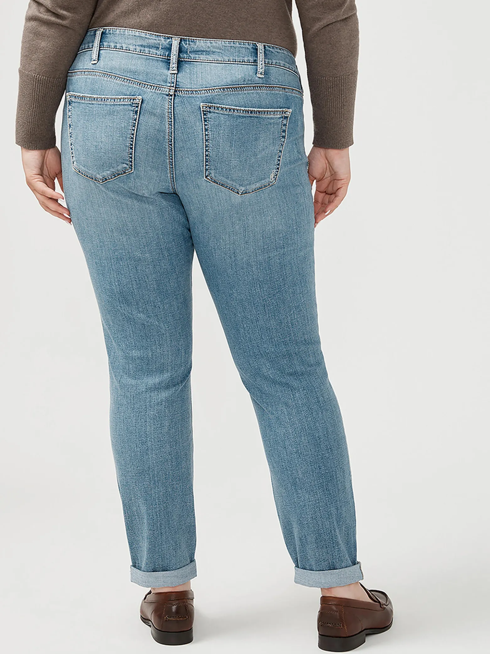 Boyfriend Mid Rise Slim Leg Luxe Stretch Jeans Plus Size