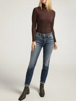 Boyfriend Mid Rise Slim Leg Luxe Stretch Jeans