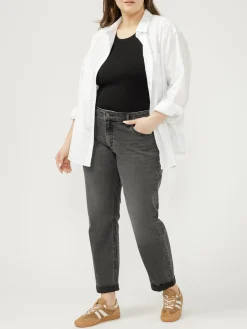 Boyfriend Mid Rise Slim Leg Luxe Stretch Jeans Plus Size