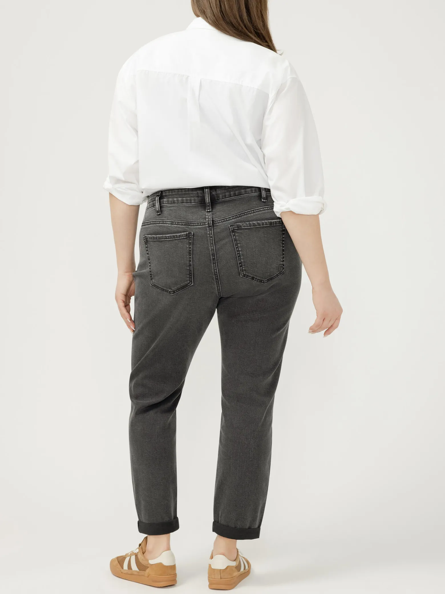 Boyfriend Mid Rise Slim Leg Luxe Stretch Jeans Plus Size