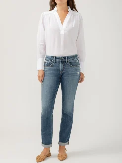 Boyfriend Mid Rise Slim Leg Jeans