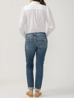 Boyfriend Mid Rise Slim Leg Jeans