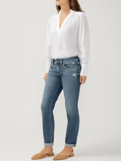 Boyfriend Mid Rise Slim Leg Jeans