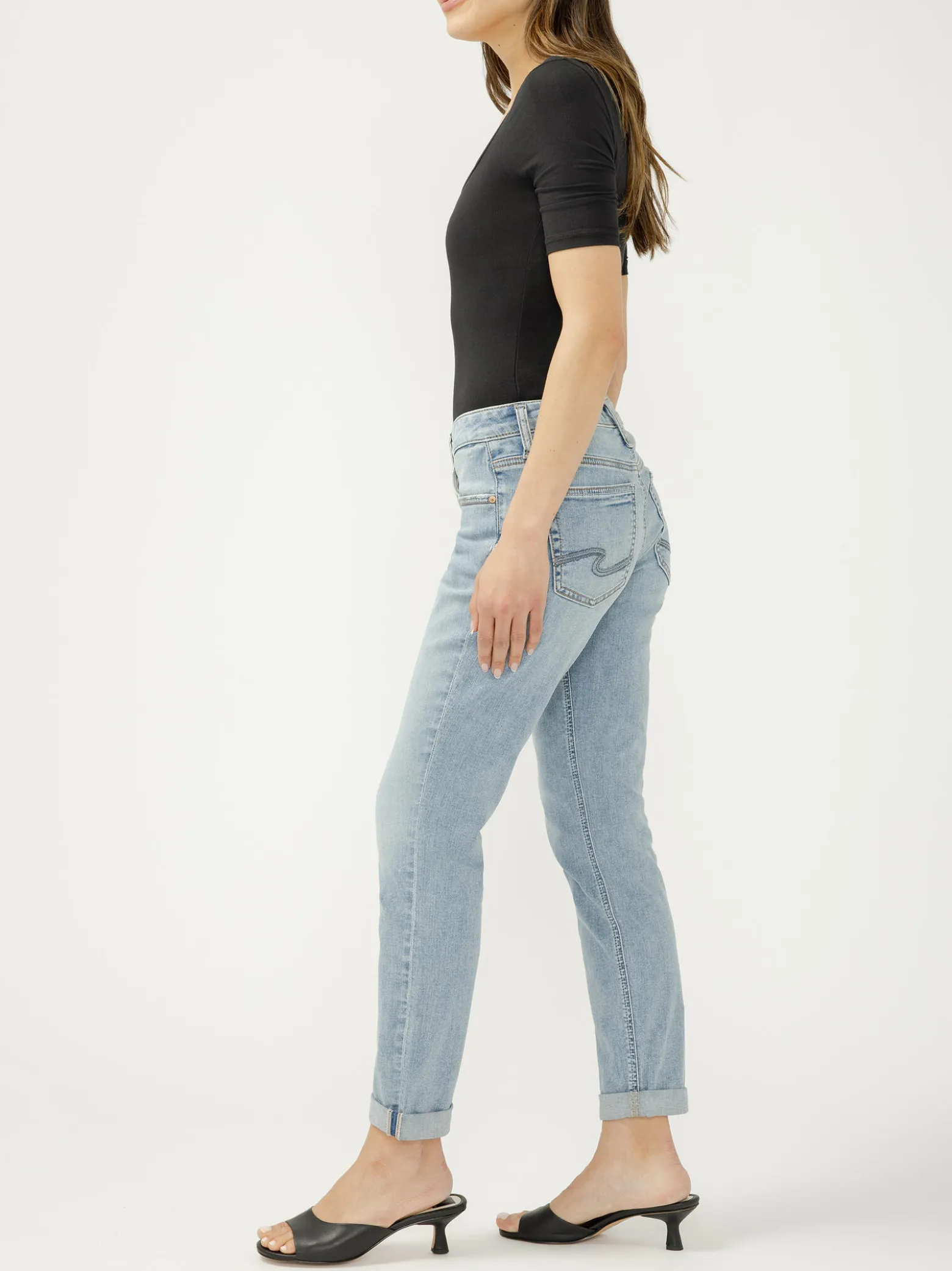 Boyfriend Mid Rise Slim Leg Jeans