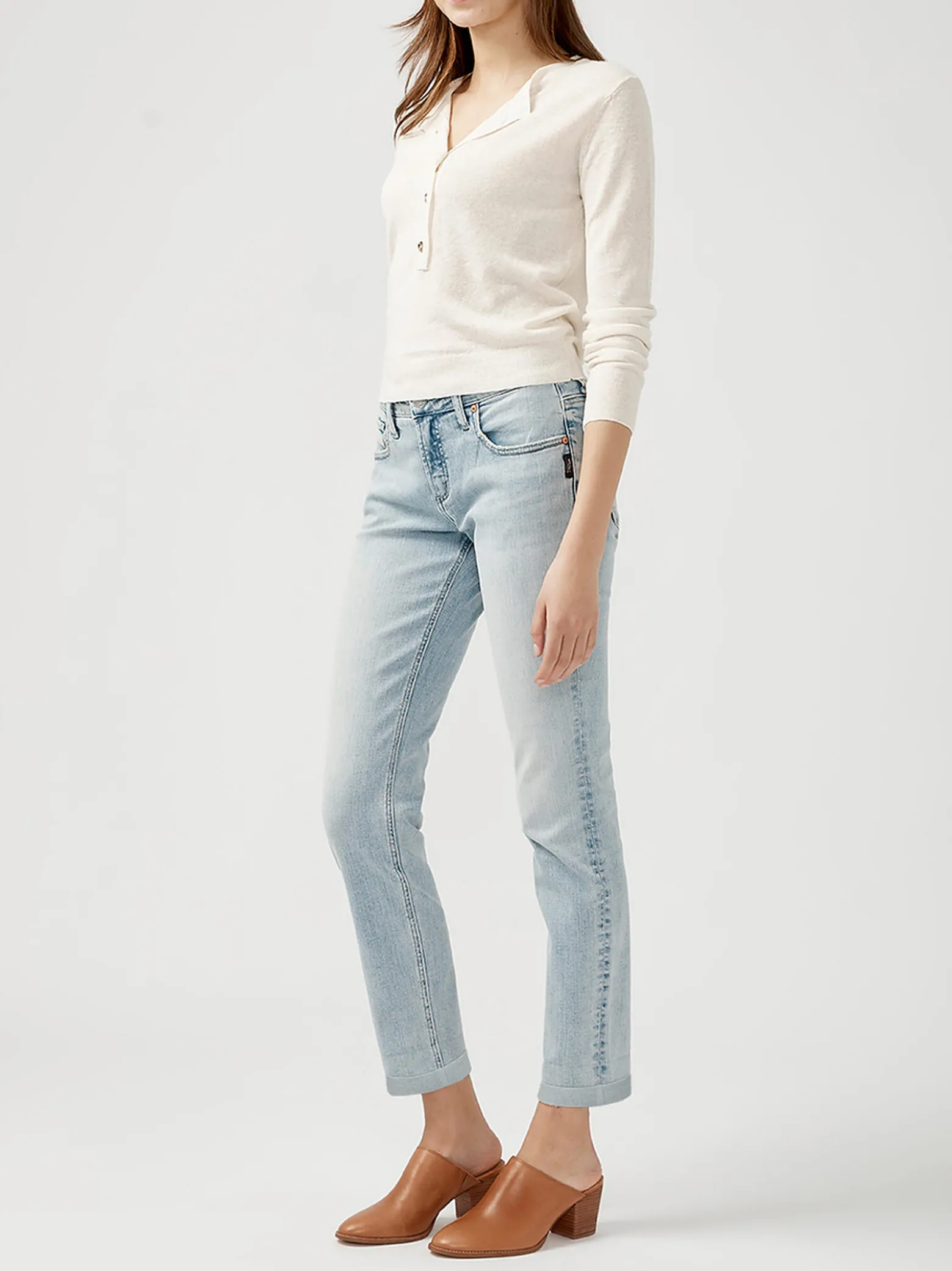 Boyfriend Mid Rise Slim Leg Jeans
