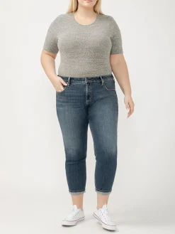 Boyfriend Mid Rise Slim Leg Jeans Plus Size