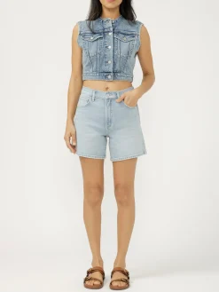 Cropped Denim Vest
