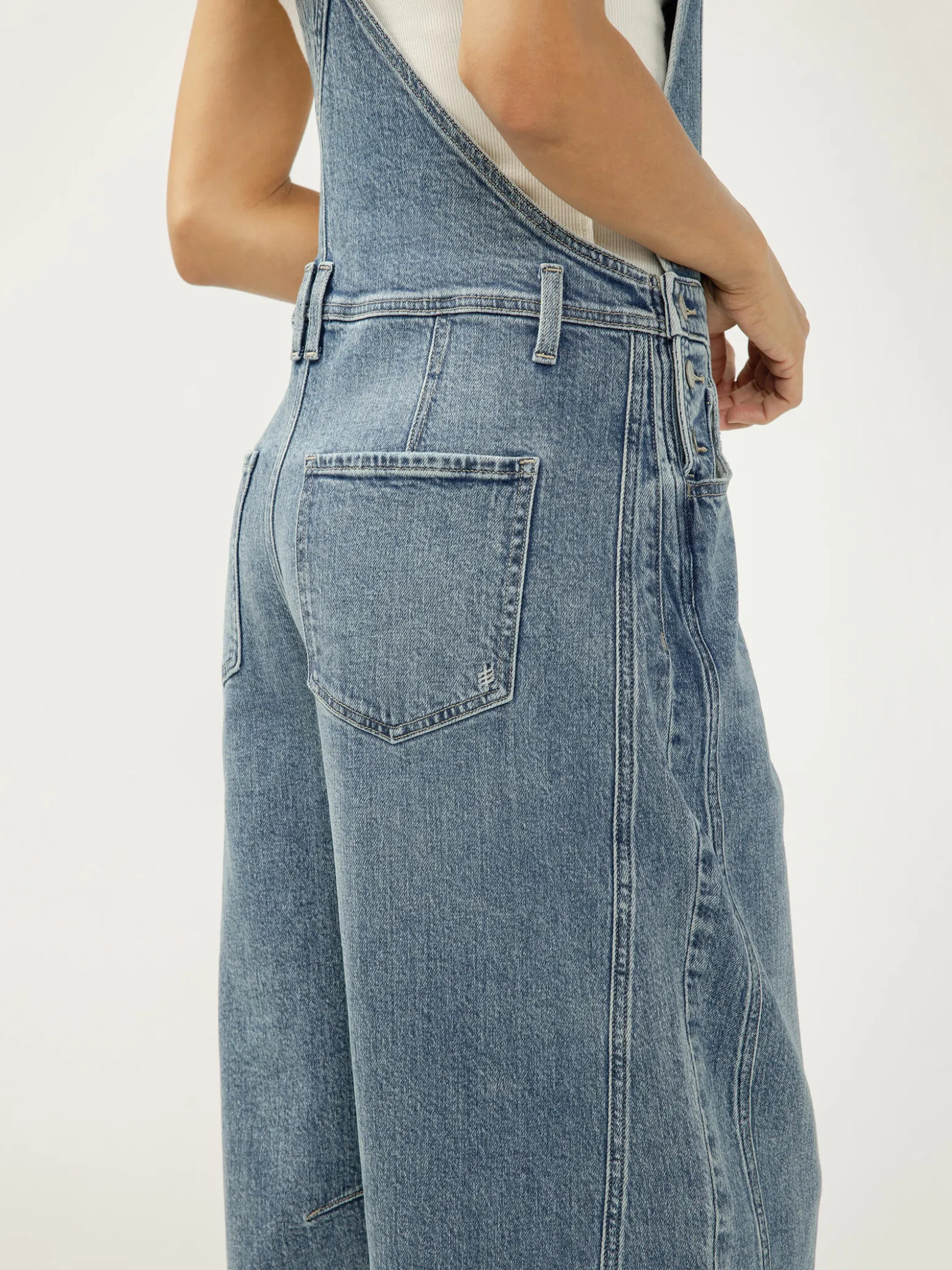 Denim Barrel Leg Overalls