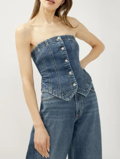 Denim Button Front Corset