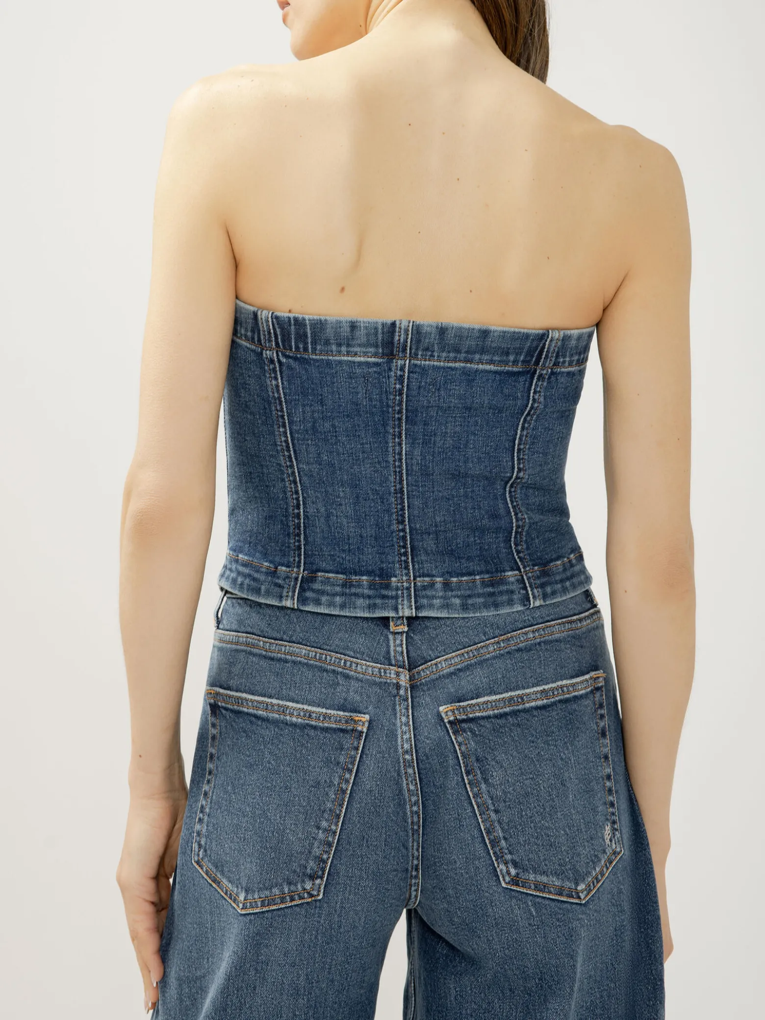 Denim Button Front Corset