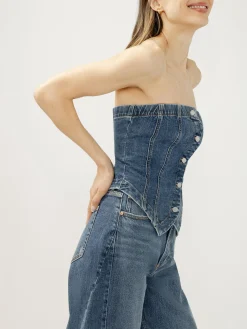Denim Button Front Corset