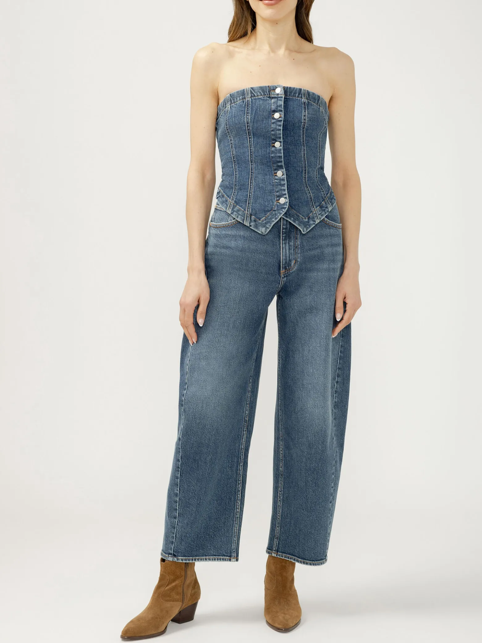 Denim Button Front Corset