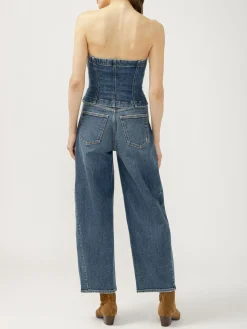 Denim Button Front Corset