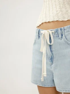 Drawstring Beach Jean Shorts