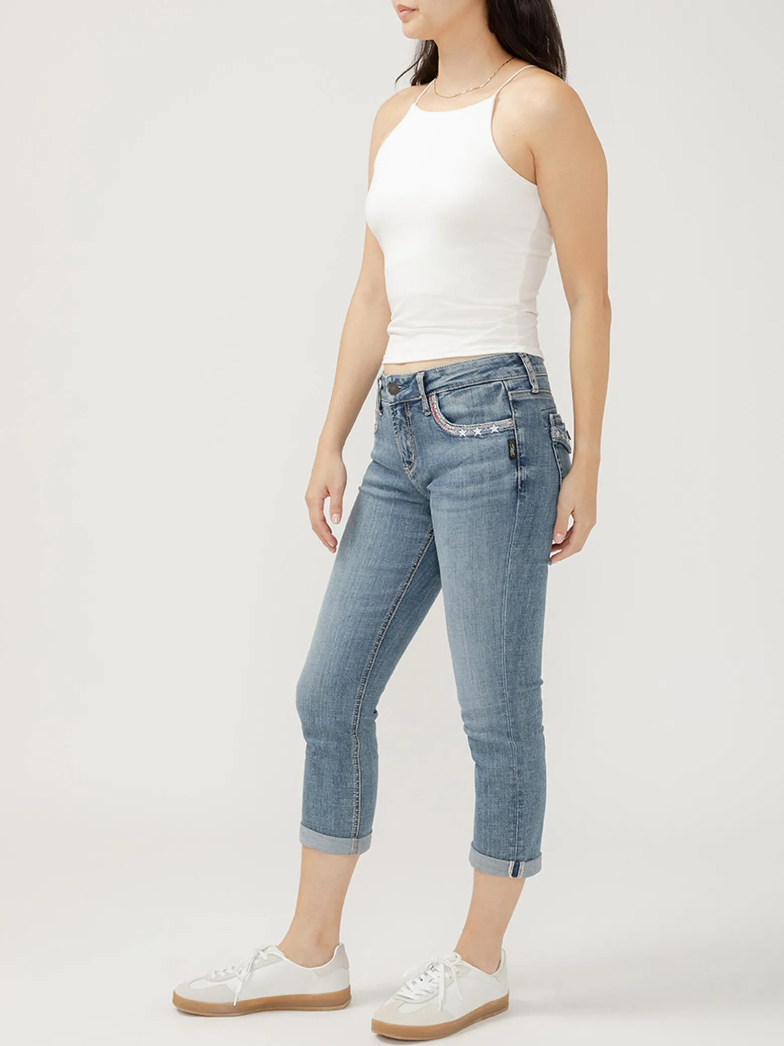 Elyse Mid Rise Americana Luxe Stretch Capri