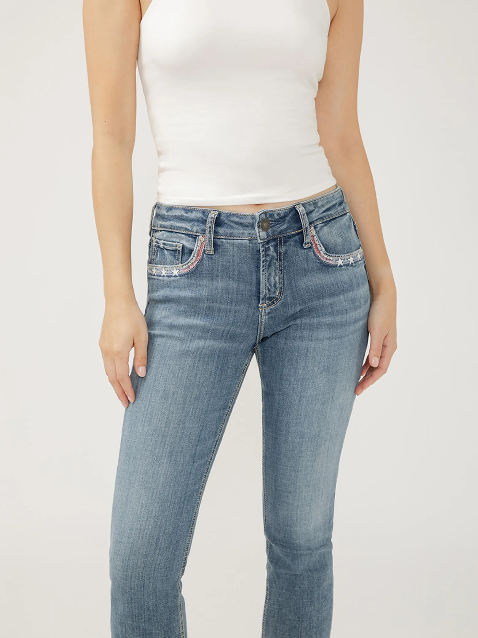 Elyse Mid Rise Americana Luxe Stretch Capri