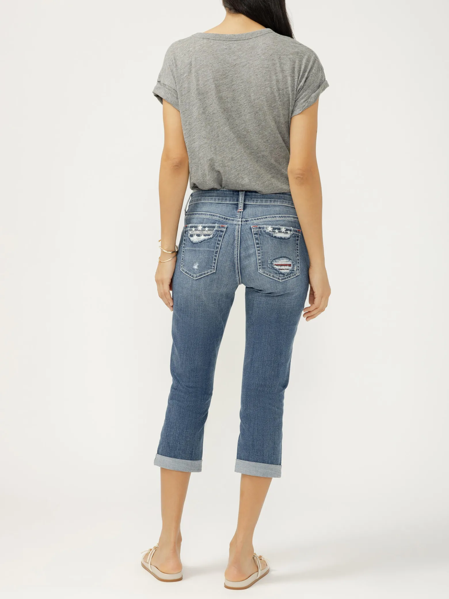 Elyse Mid Rise Americana Luxe Stretch Capri