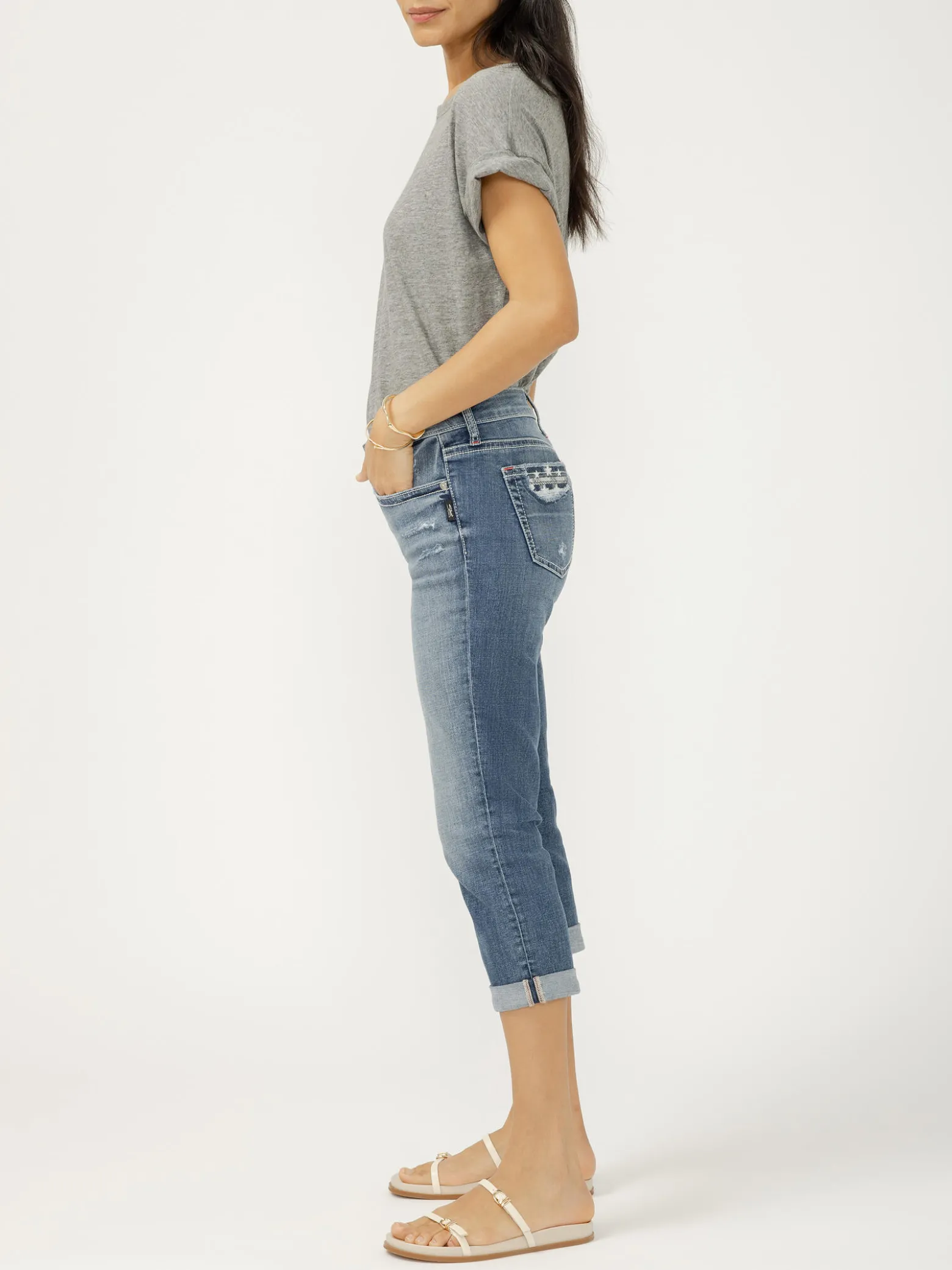 Elyse Mid Rise Americana Luxe Stretch Capri