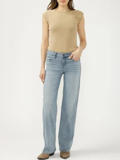 Elyse Mid Rise Baggy Straight Luxe Stretch Jeans