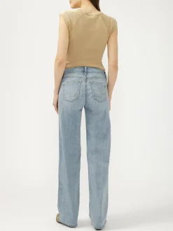 Elyse Mid Rise Baggy Straight Luxe Stretch Jeans