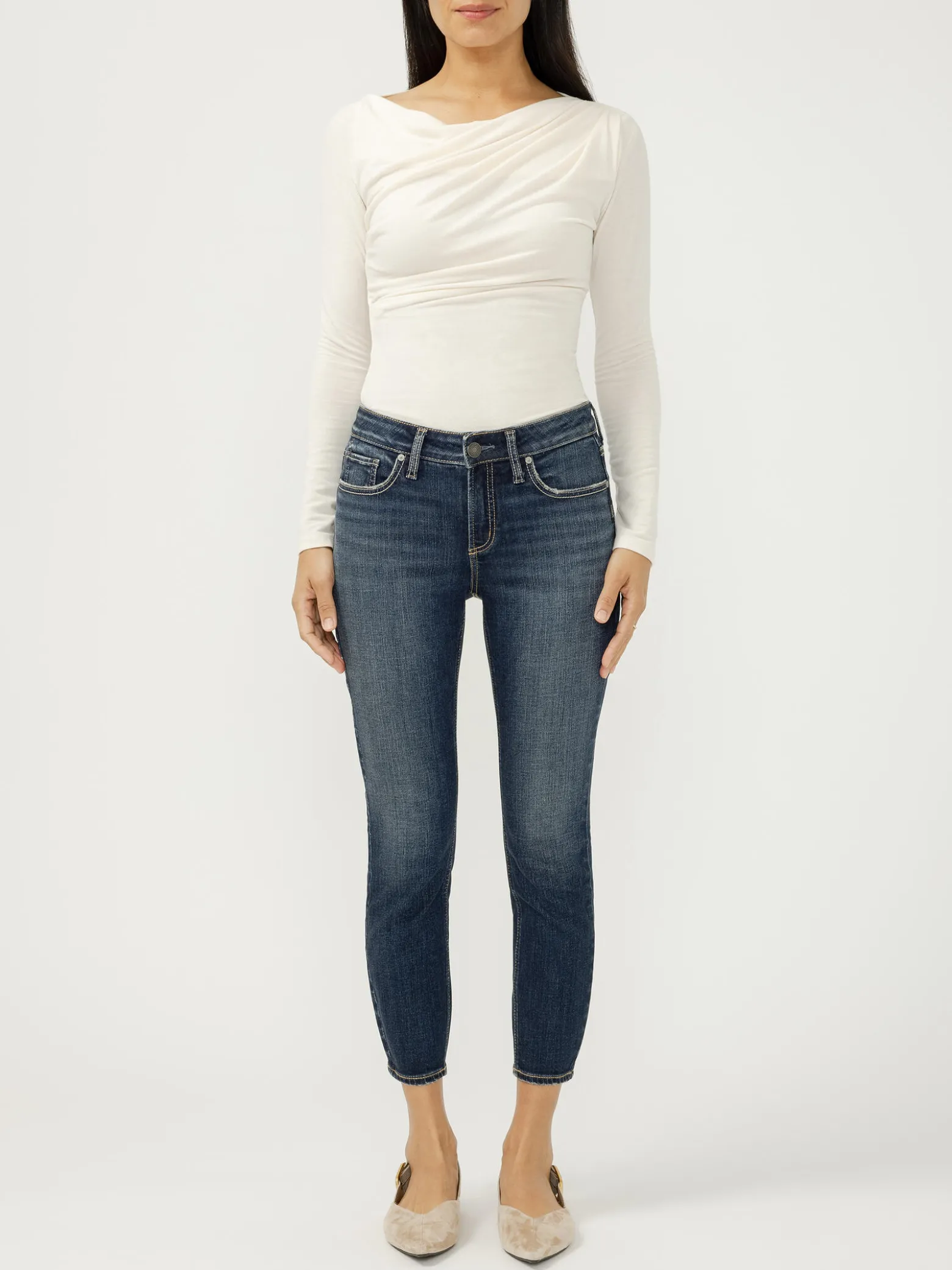 Elyse Mid Rise Skinny Crop Jeans