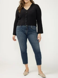 Elyse Mid Rise Skinny Cropped Luxe Stretch Jeans Plus Size