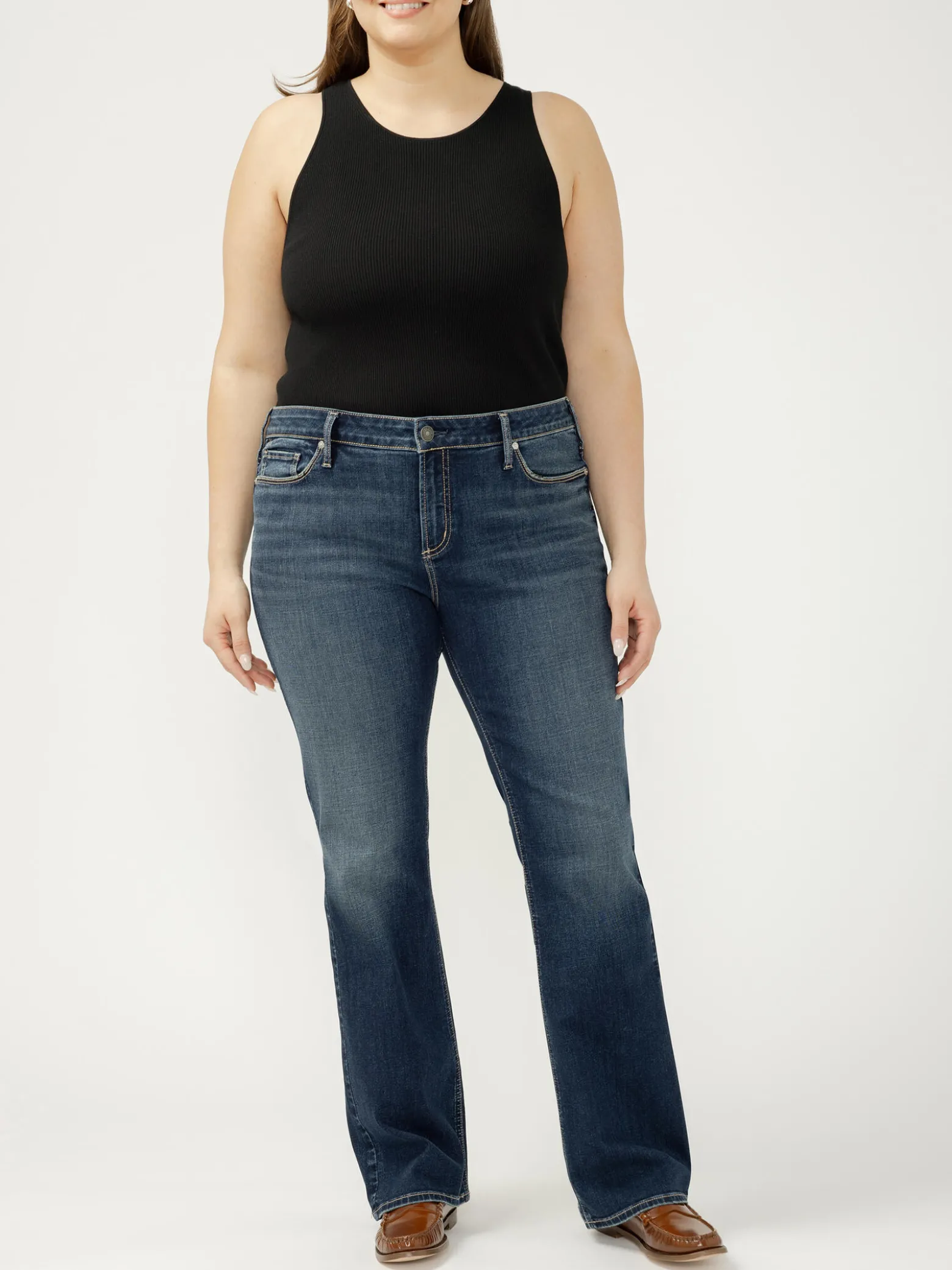 Elyse Mid Rise Slim Bootcut Luxe Stretch Jeans Plus Size