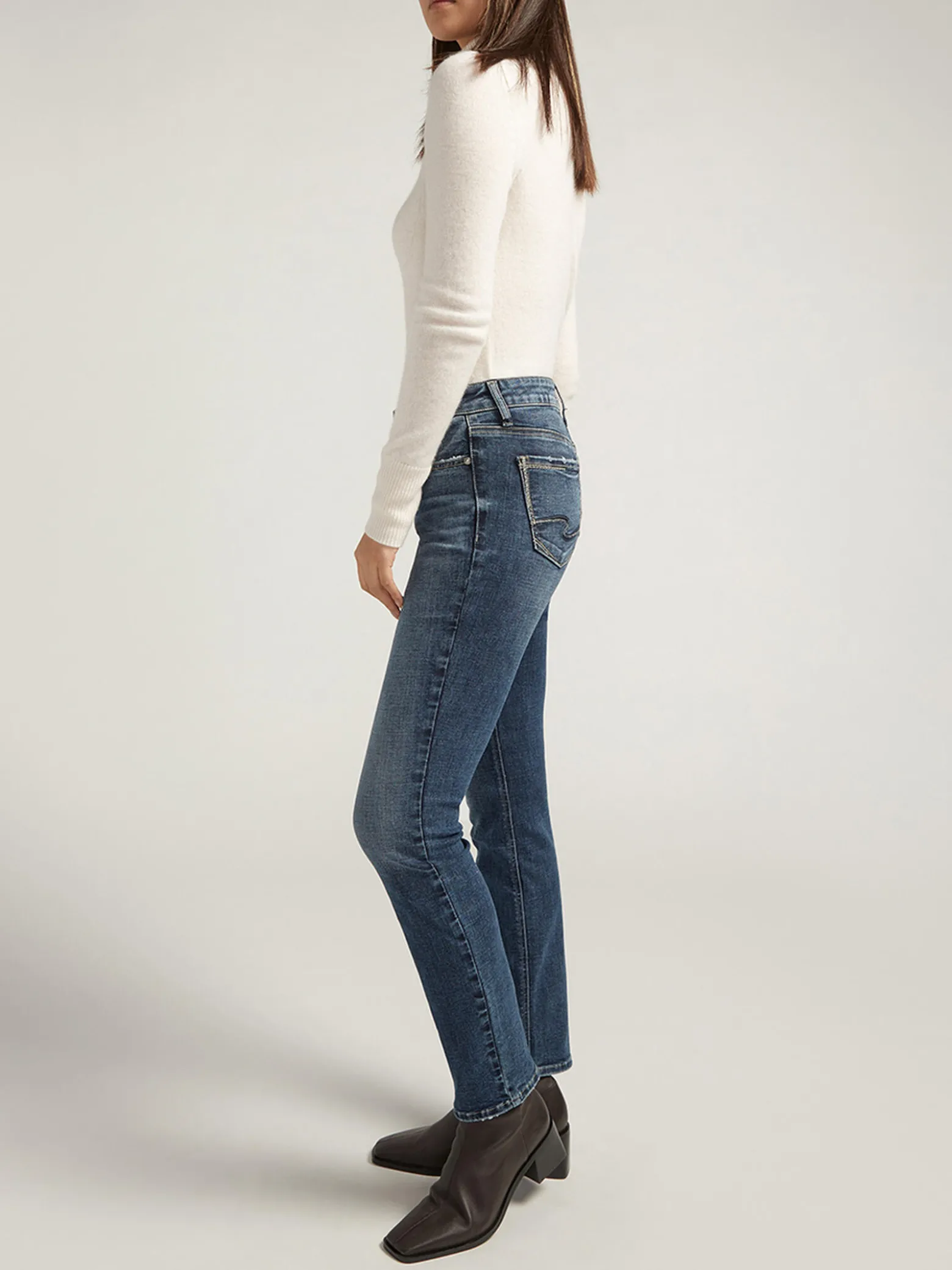 Elyse Mid Rise Straight Leg Jeans