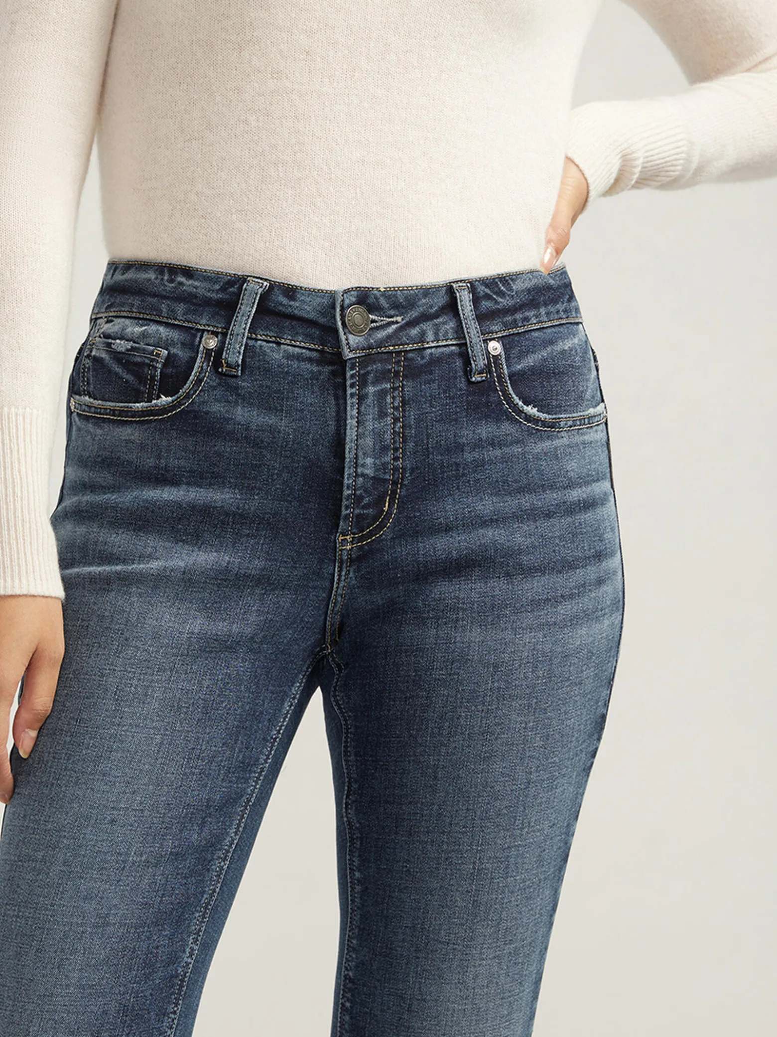 Elyse Mid Rise Straight Leg Jeans