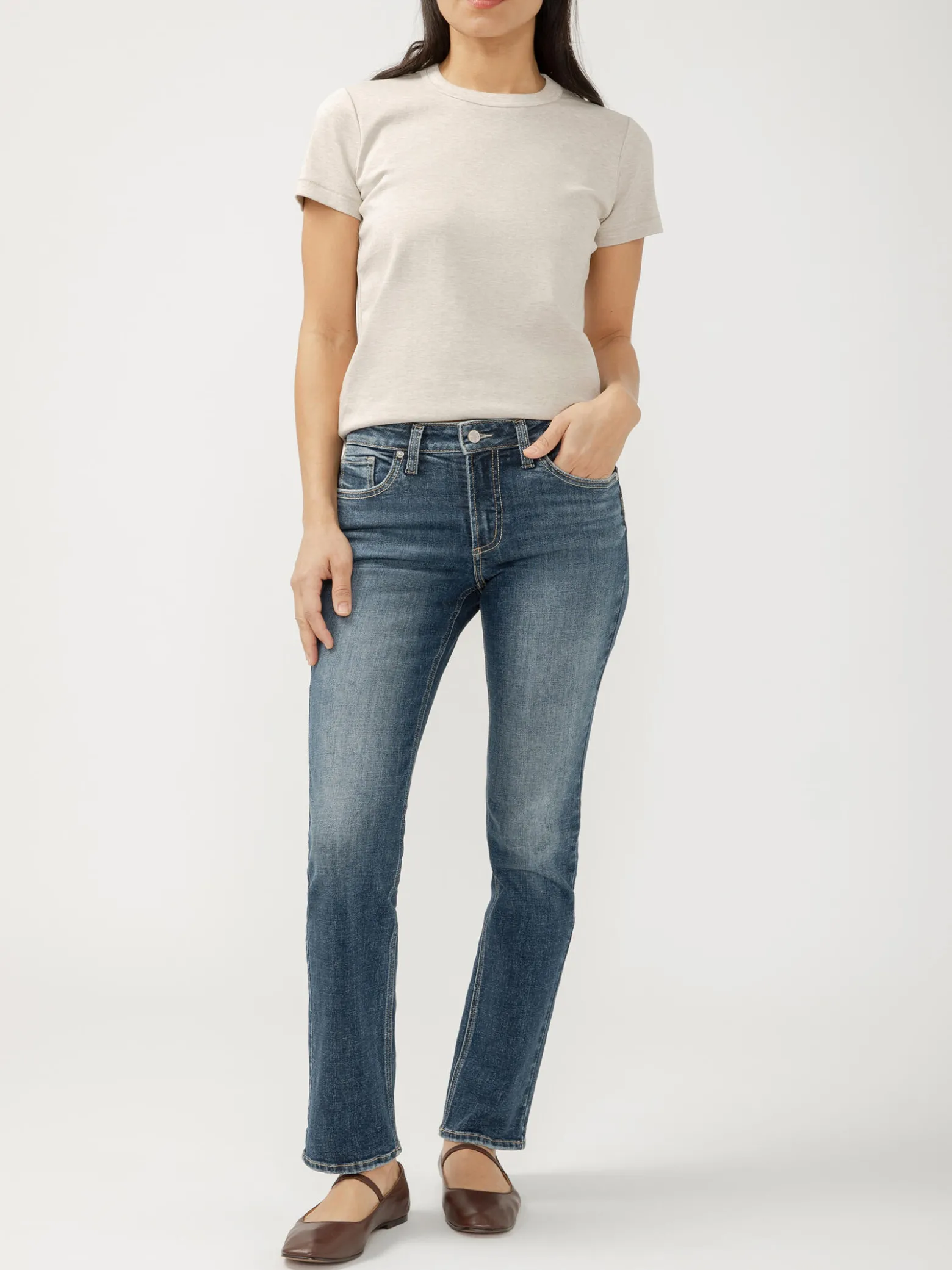 Elyse Mid Rise Straight Leg Jeans