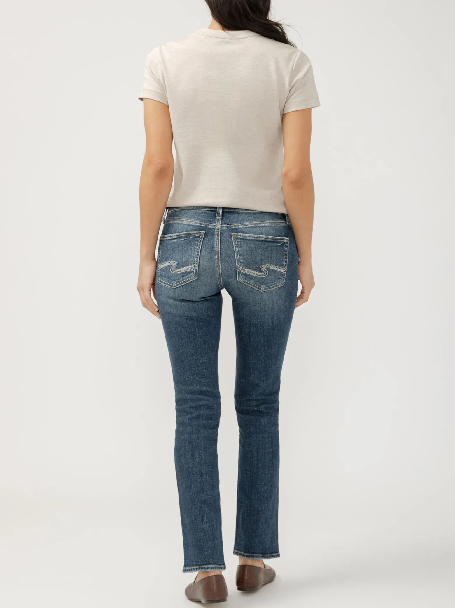 Elyse Mid Rise Straight Leg Jeans