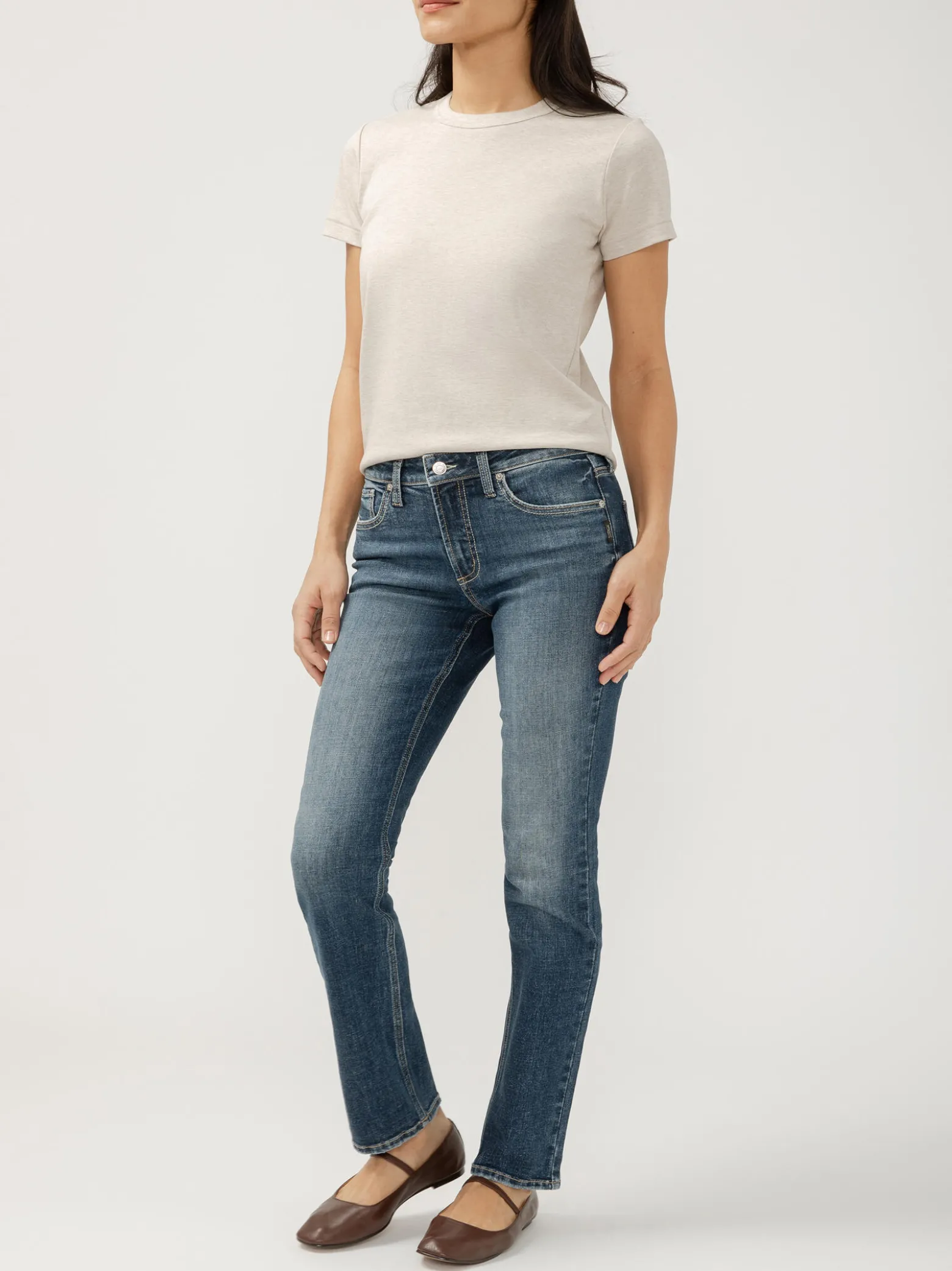 Elyse Mid Rise Straight Leg Jeans