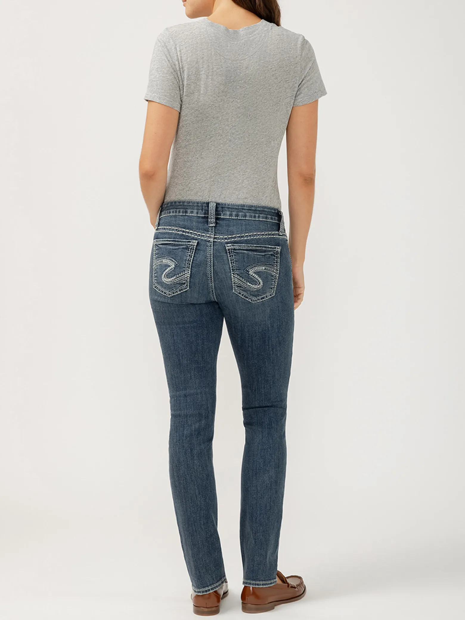 Elyse Mid Rise Straight Leg Jeans