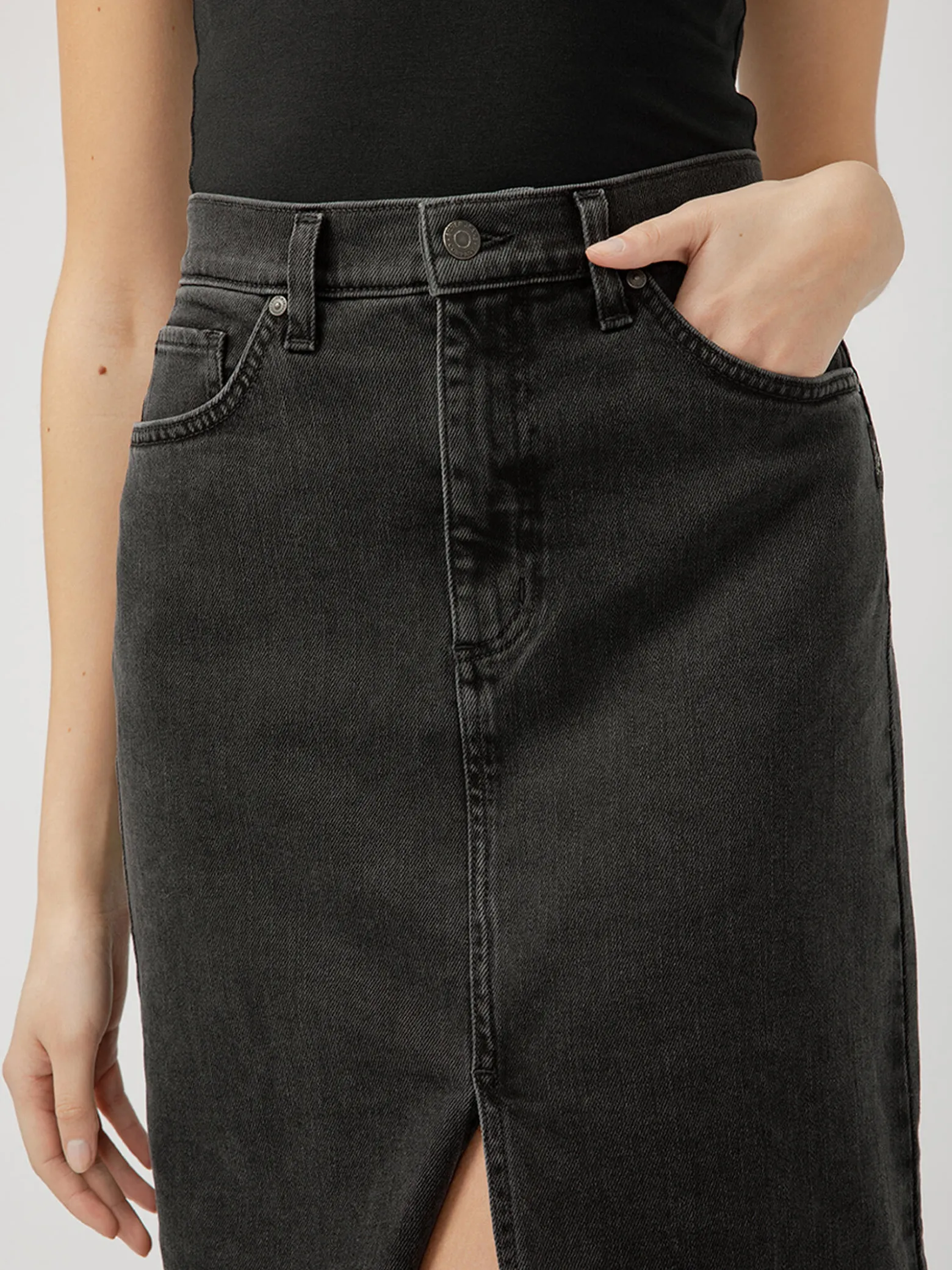 Front-Slit Maxi Jean Skirt