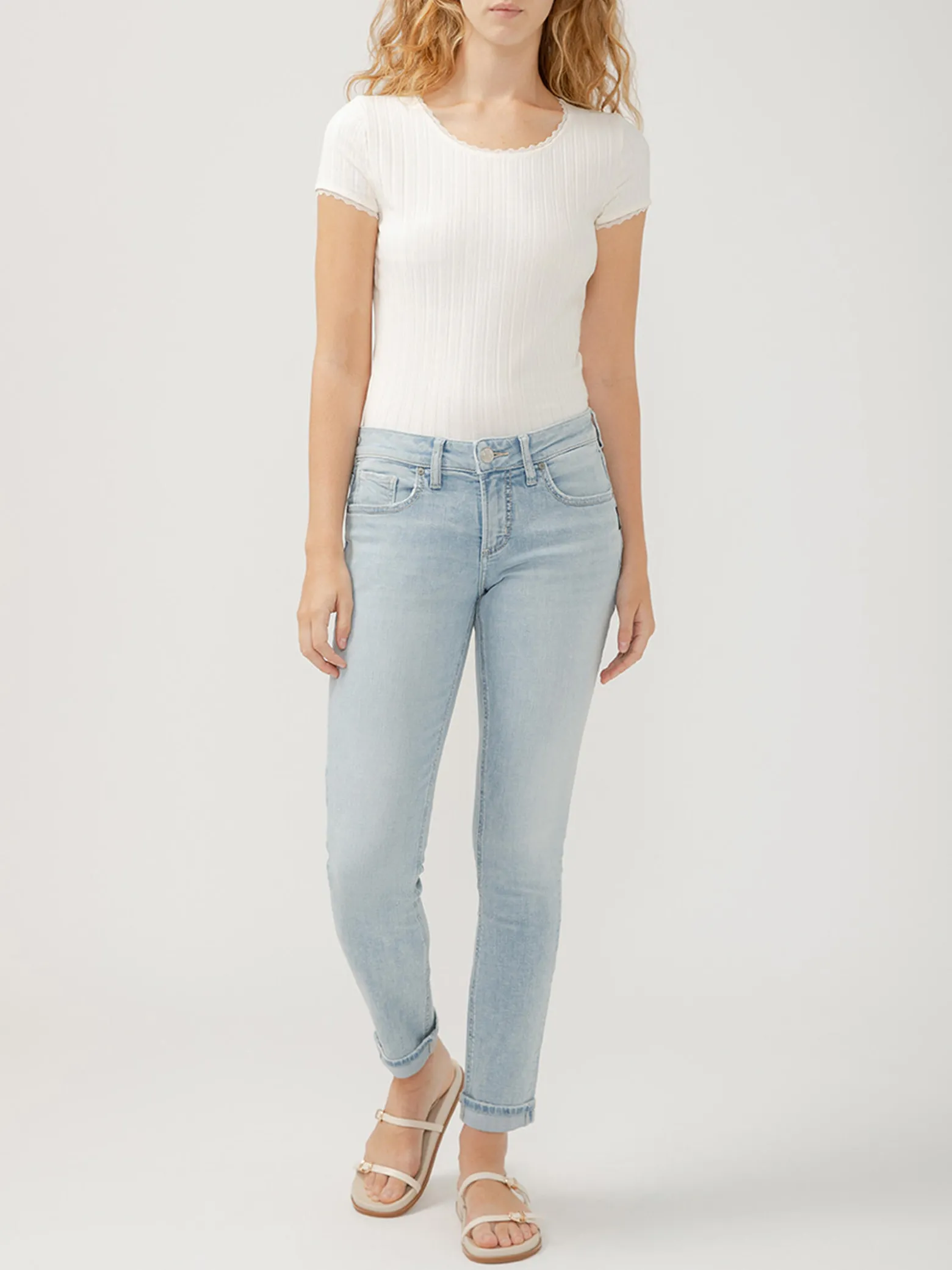 Girlfriend Mid Rise Skinny Leg Jeans