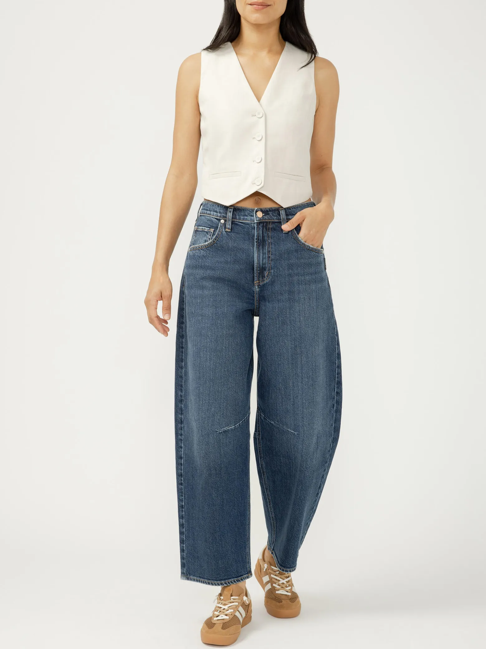 High Rise Barrel Leg Jeans