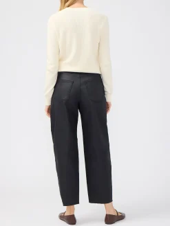 High Rise Slim Barrel Leg Coated Jeans