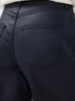 High Rise Slim Barrel Leg Coated Jeans