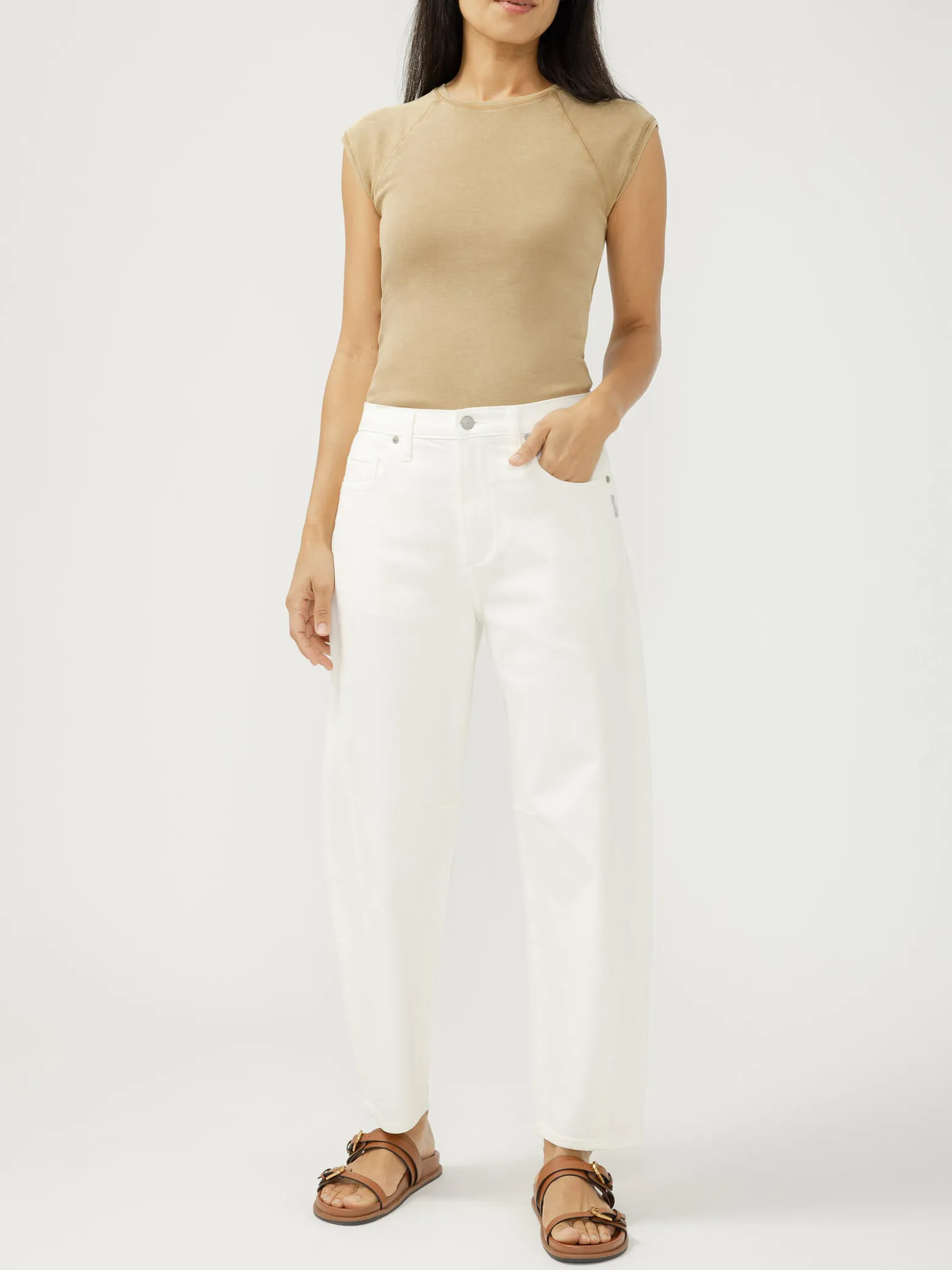 High Rise Slim Barrel Leg Jeans